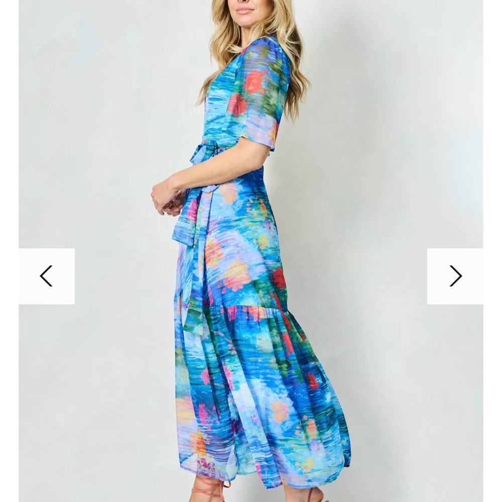 Vibrant Blue Floral High Low Dress